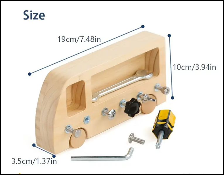 WOODEN MANIPULATION BOARD with 6 Screws, 3 Tools, Matching Cards and Tray — view 4