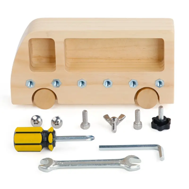 WOODEN MANIPULATION BOARD with 6 Screws, 3 Tools, Matching Cards and Tray — view 3