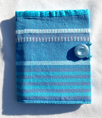 4 DOLPHINS & matching cards in Fabric Envelope with Pearl Button — view 2