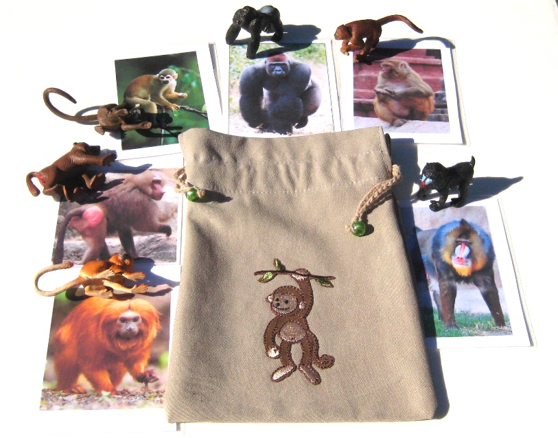 FABRIC DRAWSTRING BAG with Monkey — view 3