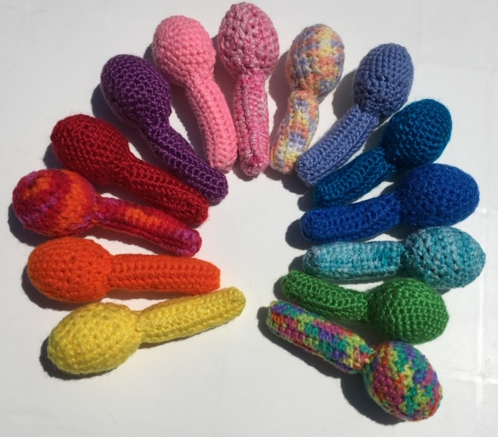 One CROCHETED RATTLE — view 2