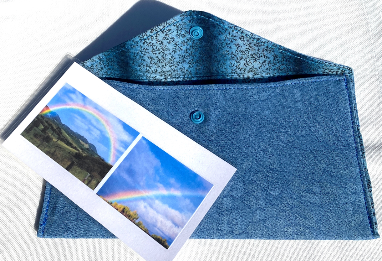 10 WEATHER Cards in Fabric Envelope of Medium Blue — view 2