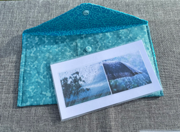 10 WEATHER Cards in Fabric Envelope of Aqua Blue — view 3