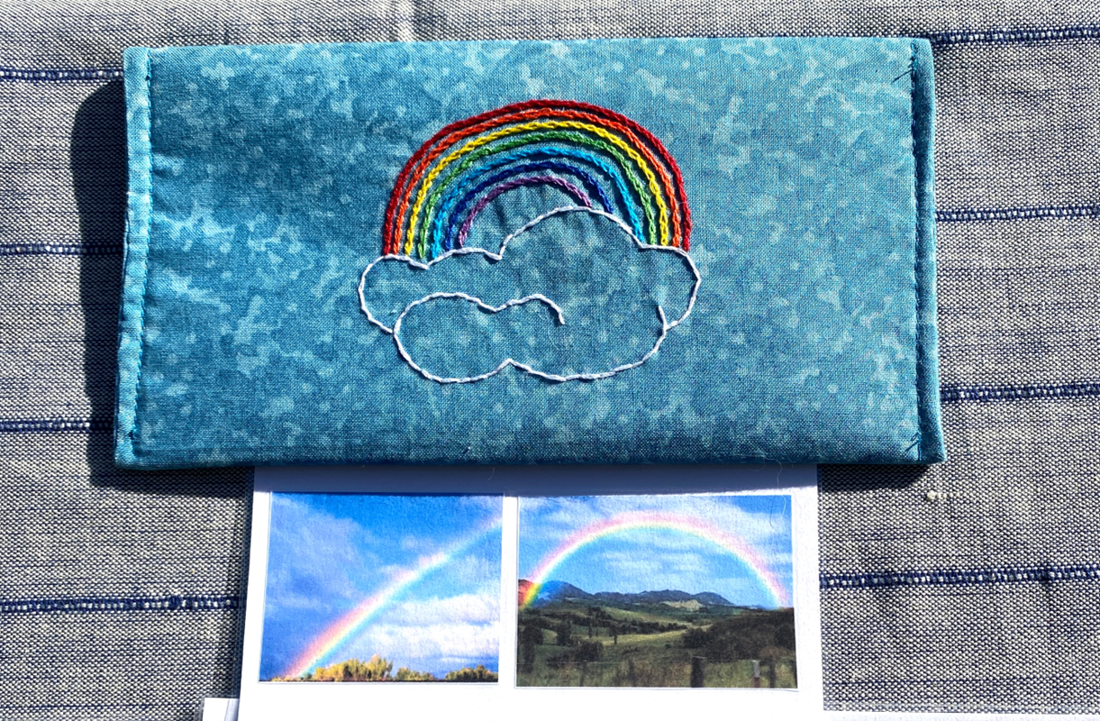10 WEATHER Cards in Fabric Envelope of Aqua Blue — view 2